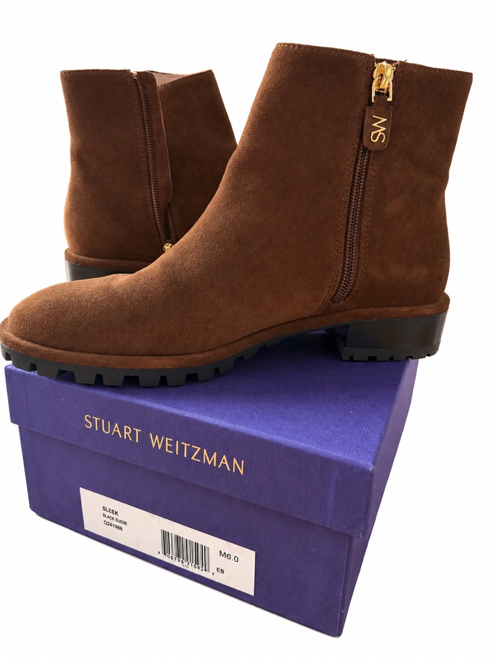 Stuart Weitzman Maelie Brown Suede Lug Sole Ankle Boots – Size 6 – Worn Once